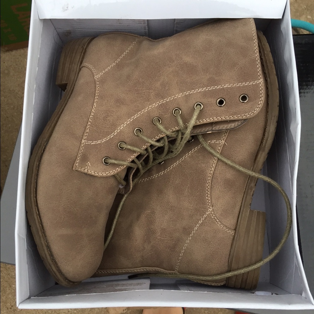 COPY - Taupe Seude Combat Boots Size 7.5
